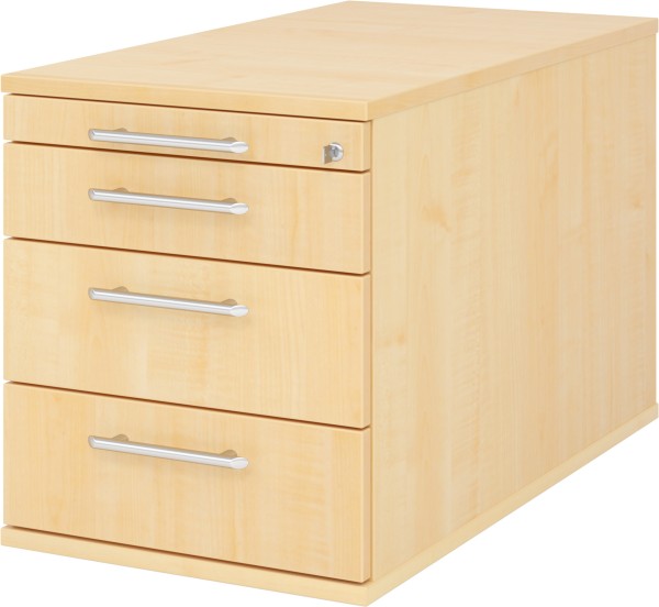 bümö® office Rollcontainer aus Holz mit 3 Schubladen und Schreibwarenschub